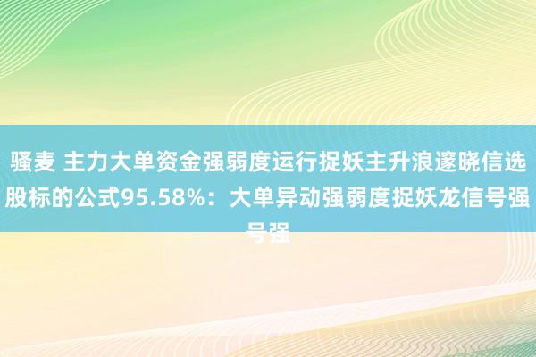 骚麦 主力大单资金强弱度运行捉妖主升浪邃晓信选股标的公式95