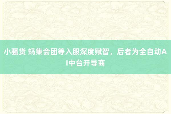 小骚货 蚂集会团等入股深度赋智，后者为全自动AI中台开导商